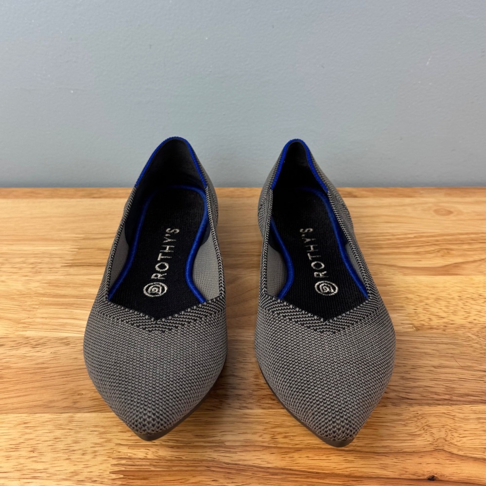 Rothy's The Point Womens 8.5 Grey Pointed Toe Slip On Ballet Flats‎ Shoes Casual - Picture 3 of 7